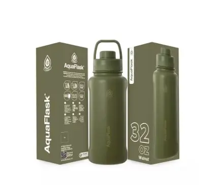 Aqua Flask Sports Water Bottle 946ml Walnut AF-V202