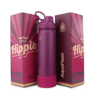 Aqua Flask Retro Water Bottle 650ml Hippie - Aubergine Violet AF-V99