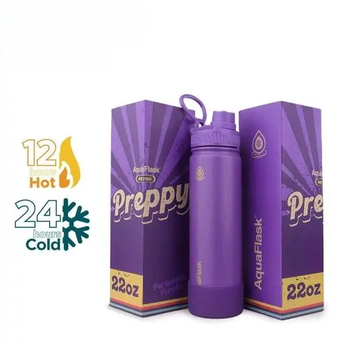 Aqua Flask Retro Water Bottle 650ml Preppy - Periwinkle Purple AF-V101