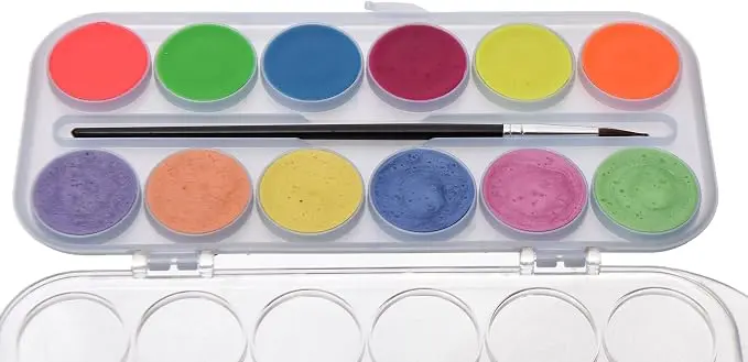 12 Colors Stone Watercolor Paint Set (6 Dark Colors + 6 Light Colors) with Brush