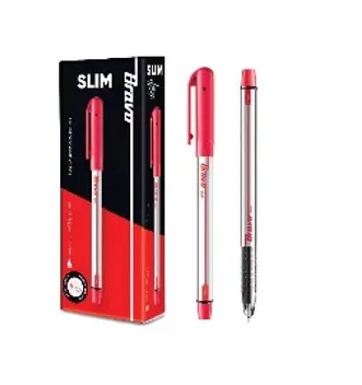 Bravo Slim Ballpoint Pen 0.7mm Red - Box of 10