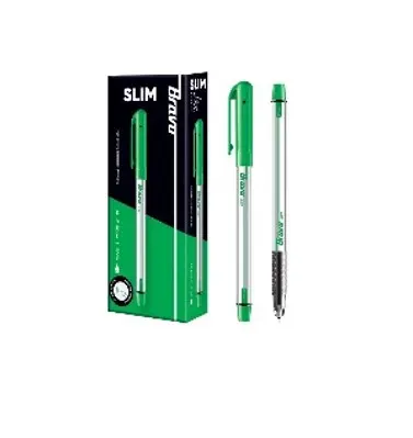 Bravo Slim Ballpoint Pen 0.7mm Green - Box of 10