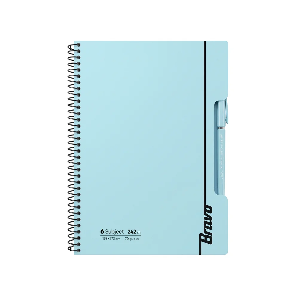 New Bravo 6-Subject Notebook 242 Sheets Plastic Cover