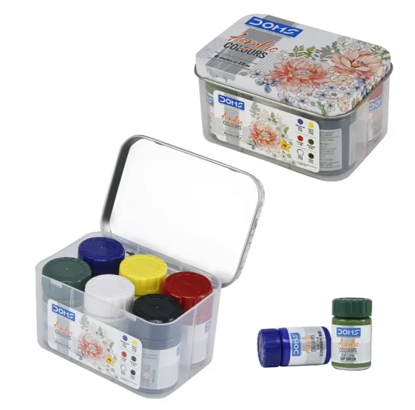 DOMS Acrylic Paint Set, 6 Colors, Jars