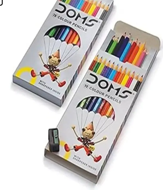 Doms 12 Long Colored Pencils Set with Sharpener