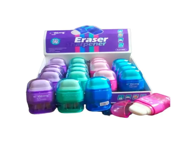 Yalong Plastic 2-Hole Pencil Sharpener with Eraser
