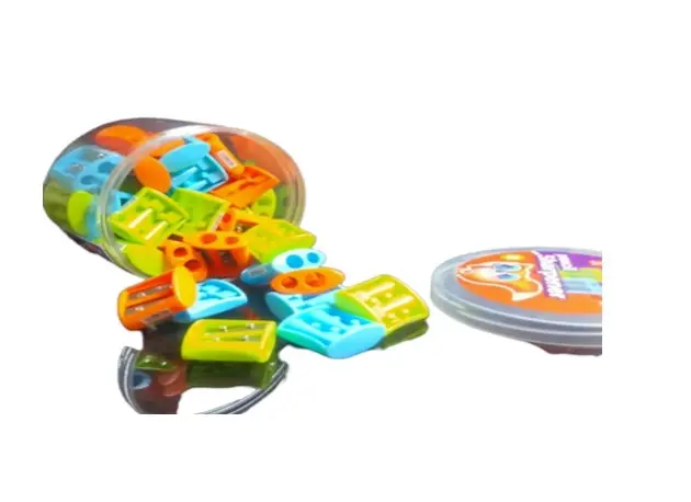 Yalong Jar with 36 Pieces Plastic 2-Hole Pencil Sharpeners