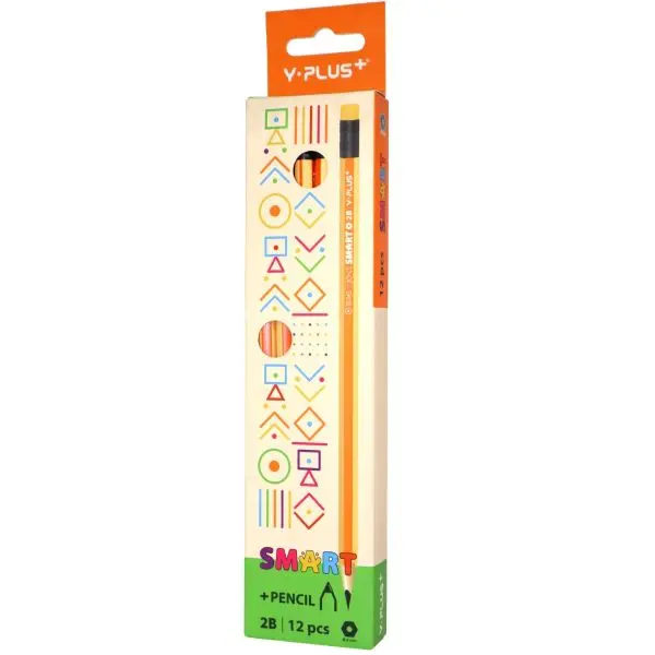 Y-Plus SMART 2B Pencil with Eraser Orange/Yellow - Box of 12 PX250410