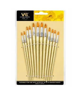 Bronze Paint Brush Set 12 Pieces Clear Handle 577-12RT