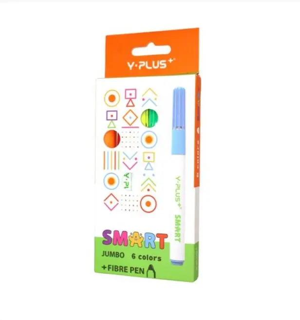 طقم أقلام ماركر Y-Plus SMART جامبو طويلة السن 6 ألوان علبة كرتون موديل FP250300