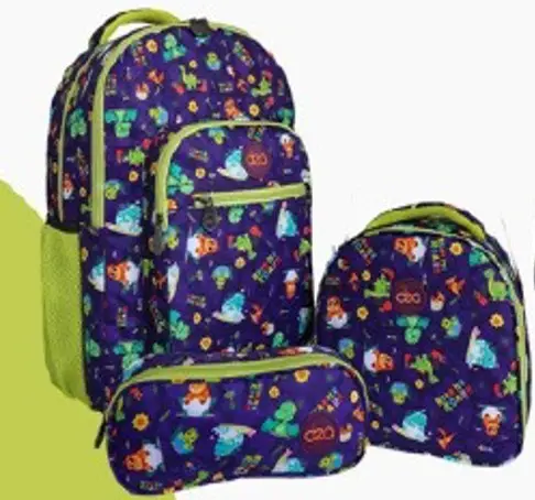 DEA TRIO 18-Inch School Backpack Set with Lunch Bag & Pencil Case - Dark Blue