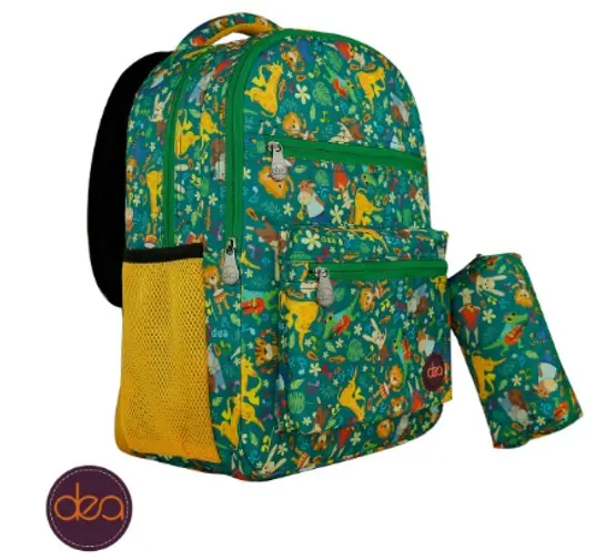 DEA DUE 18-Inch School Backpack Set with Pencil Case - Green