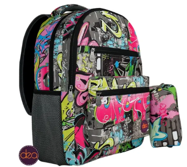 DEA DUE 18-Inch School Backpack Set with Pencil Case - Grey 2