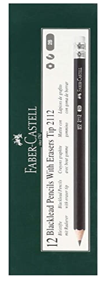 Faber-Castell 2112 2B Graphite Pencils with Eraser – 12-Piece Pack