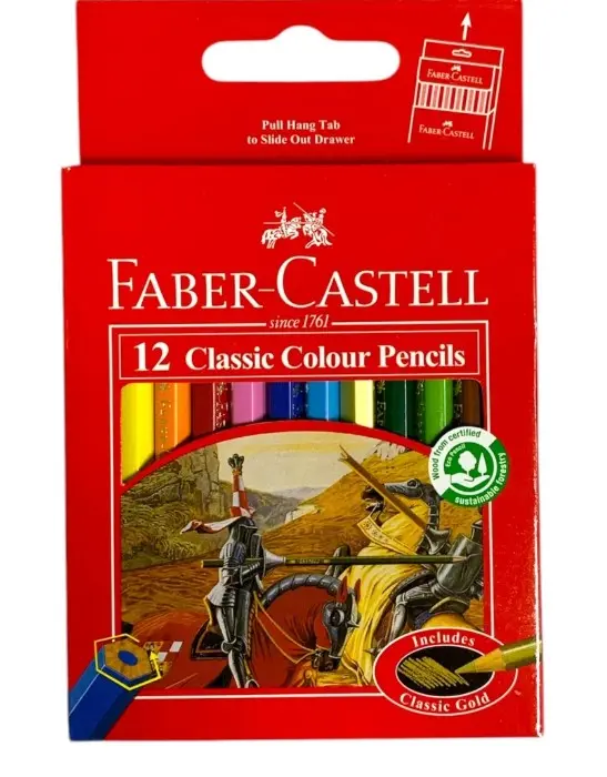 Faber-Castell Short Colored Pencils Set, 12 Colors, Cardboard Box