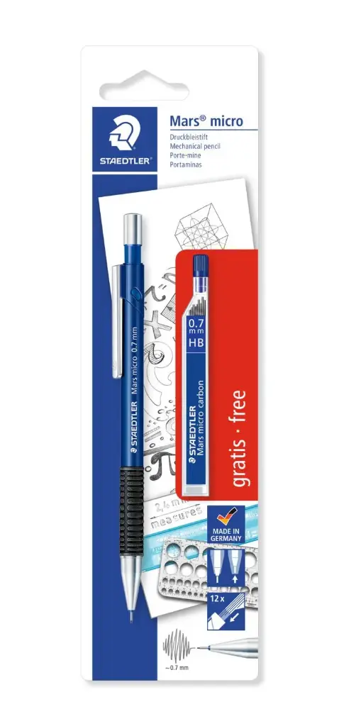 STAEDTLER Mars Micro Mechanical Pencil 0.7 mm, Blister Pack + Leads
