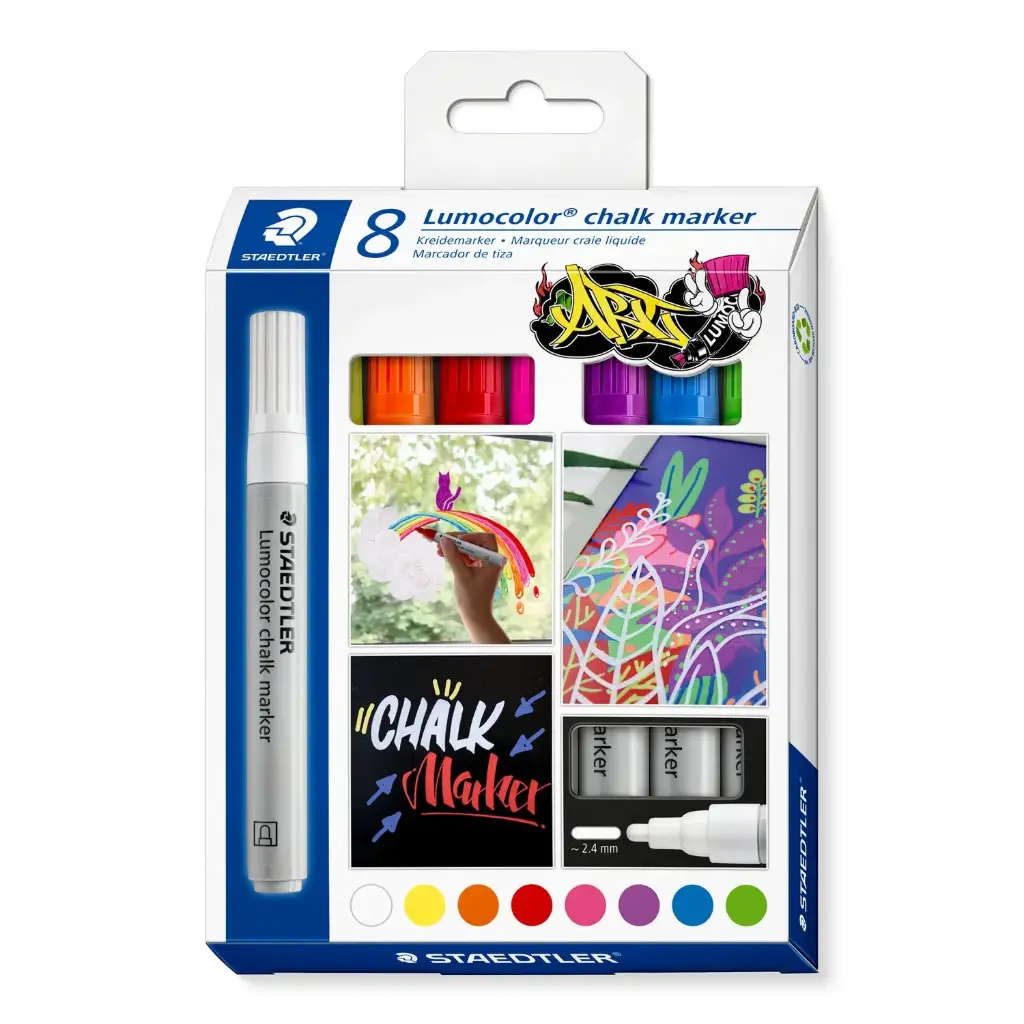 STAEDTLER Lumocolor Chalk Marker – 8-Piece Set