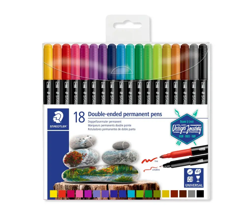 STAEDTLER Double-ended perm. pens 18 pcs