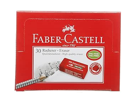 Faber-Castell PCV Free Box Eraser Red 30 Pieces