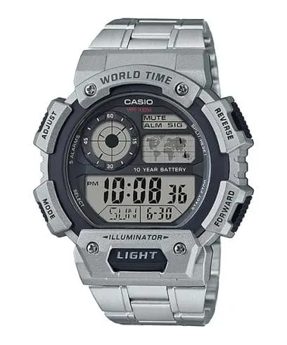 Casio Watch Stainless Steel 
Triple-fold Clasp Band , AE-1400WHD-1AVDF
