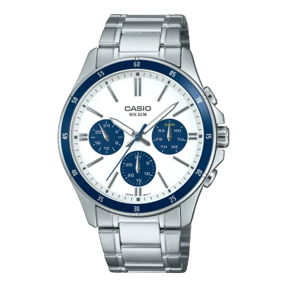 Casio Stainless Steel One-Touch 3-Fold Clasp Watch MTP-1374D-7A2VDF