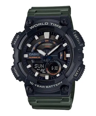 Casio Watch Resin Band , AEQ-110W-3AVDF