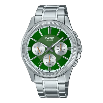 Casio Watch Stainless Steel 
One-touch 3-fold Clasp Band , MTP-1375D-3AVDF