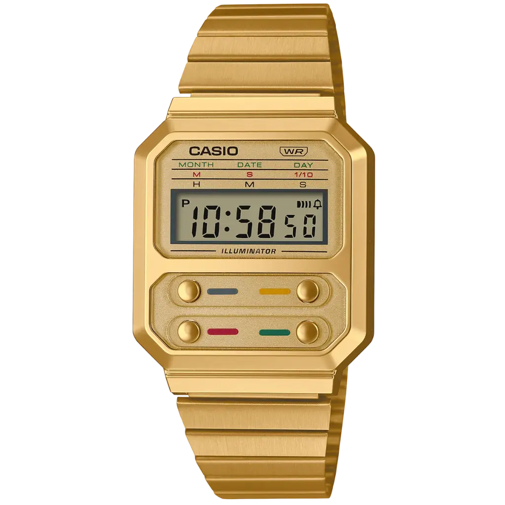 Casio Watch Stainless Steel 
Adjustable Clasp Band , A100WEG-9ADF