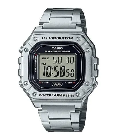 Casio Watch Stainless Steel 
Triple-fold Clasp Band , W-218HD-1AVDF