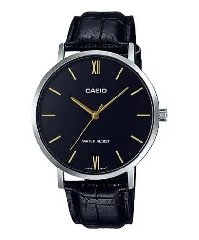 Casio Watch Leather Band , MTP-VT01L-1BUDF
