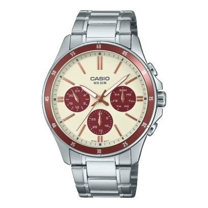 Casio Stainless Steel One-Touch 3-Fold Clasp Watch MTP-1374D-5A2VDF