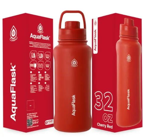 Aqua Flask Regular Water Bottle 32oz 946 ML Cherry Red AF-T23