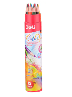 Deli Colored Pencils Luxury 12 Colors Metal Box
