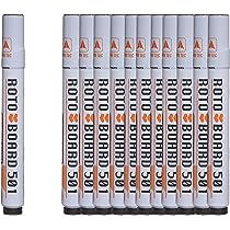 Roto Board 501 Chisel Tip Whiteboard Markers Black – 12-Piece Set