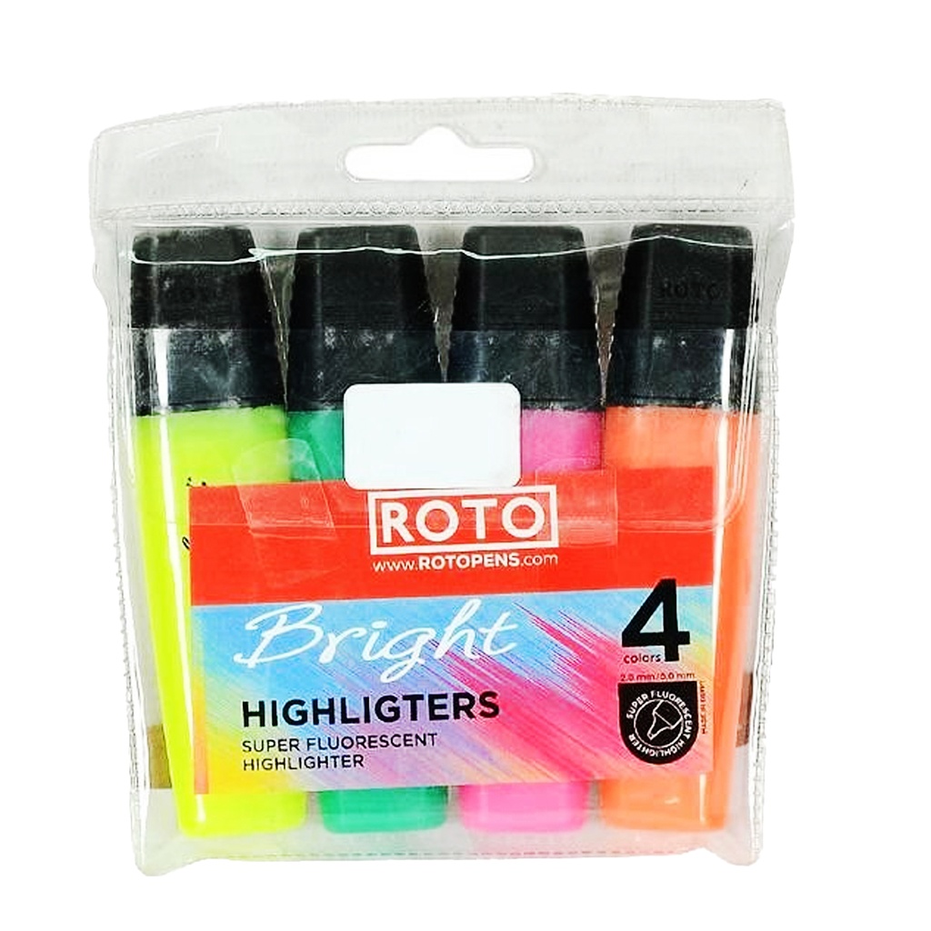 Roto Bright Text Highlighter – 4-Piece Set, 2–6 mm – Multicolor