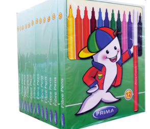 Prima Felt Tip Markers – 12 Colors, Cardboard Box, Shrink-Wrapped Pack of 12