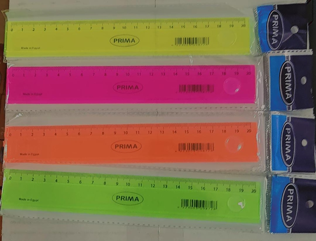 Prima Neon Plastic Ruler 20 cm – 24-Piece Pack