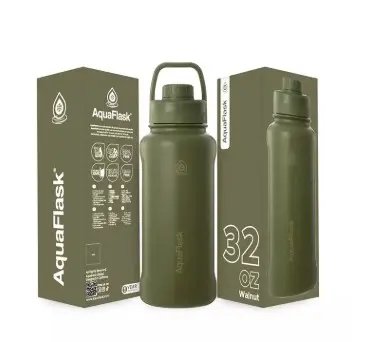 Aqua Flask Sports Water Bottle 650ml Walnut AF-T139
