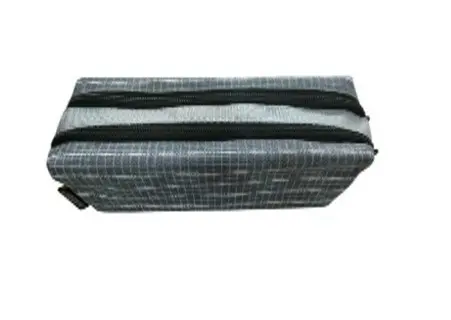 Grey Check Canvas Double Zip Pencil Case - Polyester PCP21024A