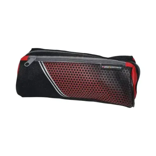 Silver Strip Sport Red Double Zip Pencil Case - Polyester PM22102B