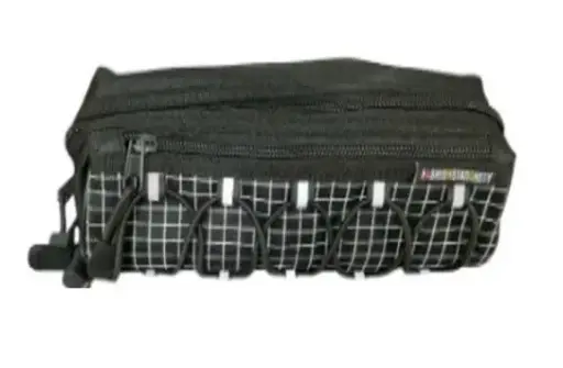 Elastic Grid Sporty Black Double Zip Pencil Case - Polyester PCP24038