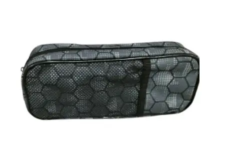 Hex Camo Grey Mesh Pocket Pencil Case - Polyester PM24424B