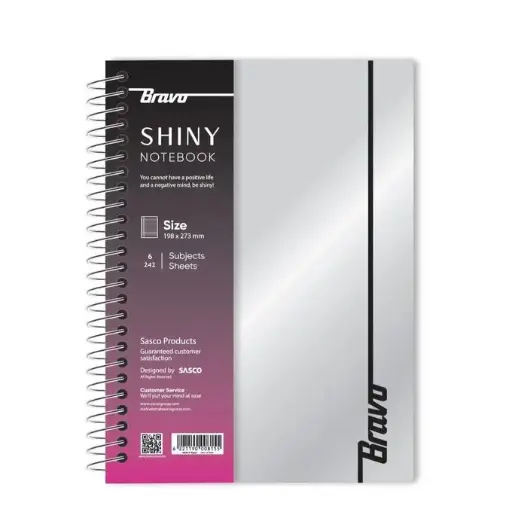 Bravo Shiny 6-Subject Hard Cover Notebook 240 Sheets