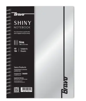 Bravo Shiny 6-Subject Hard Cover Notebook 240 Sheets