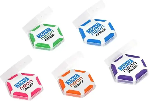 Doms Hexagonal Neon Eraser – Vacuum Pack Box