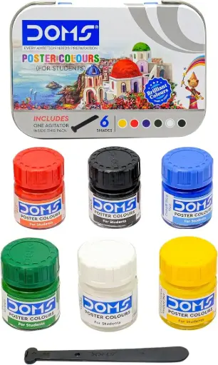 DOMS Poster Colors Set, 6 Colors, Jars