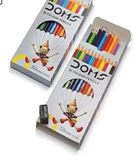 Doms 12 Long Colored Pencils Set with Sharpener