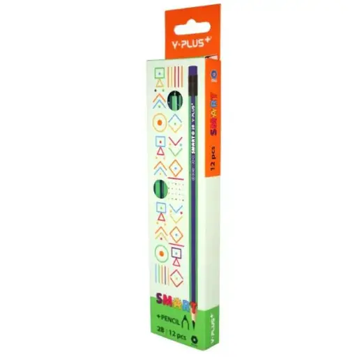 أقلام رصاص Y-Plus SMART بدرجة 2B مع استيكة أخضر/أزرق علبة 12 قلم موديل PX250420
