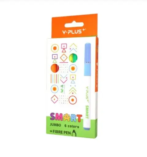 طقم أقلام ماركر Y-Plus SMART جامبو طويلة السن 6 ألوان علبة كرتون موديل FP250300