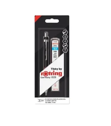 Rotring Tikky Grip 0.5 mm Mechanical Pencil with Lead Refill Case and Eraser 